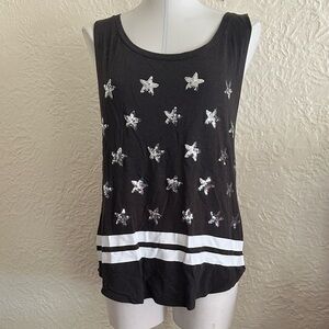Victoria’s Secret Pink Silver Sequin Bling Stars Tank Top Large